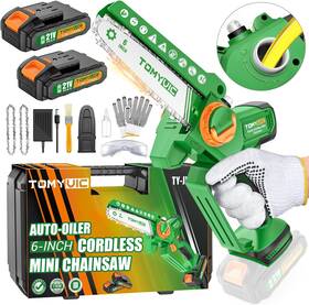 Tomyvic Ty-jx-902 Electric Cordless Mini Chainsaw Battery Powered - 6 Inch Brushless Green