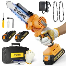 Toquvorxii 772610466650 Mini Chainsaw Cordless 6 Inch Brushless Electric With 2 2000mah Bat