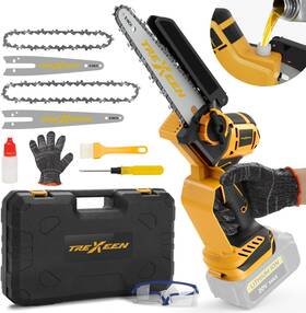 Trexeen 705353564437 Mini Chainsaw For D Battery 20v Max 8-inch And 6-inch 2-in-1 Cordless Chain