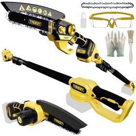Troozy 810179850326 Cordless Pole Saw And Mini Chainsaw 2-in-1 6-inch Brushless Electric Tree Trim