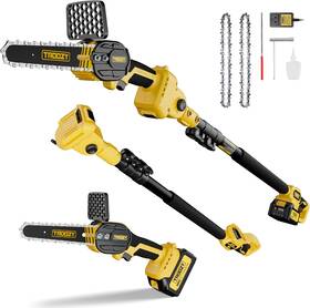 Troozy Ch93ye1 Cordless Pole Saw And Mini Chainsaw 2-in-1 21v 3ah Battery Powered 6 Inch Brushless