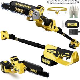 Troozy P984ye1 21v Cordless Pole Saw 8 Inch Chainsaw 9ft Telescopic 180 Angle Battery Incl