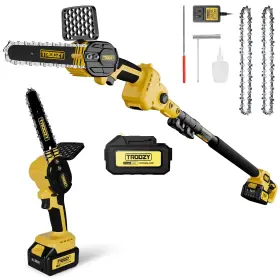 Ch93ye1-2 Troozytools Cordless Pole Saw And Chainsaw 2-in-1 6 Inch Brushless Motor Tree Trimmer Cut