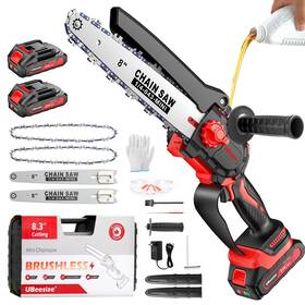 Ubeesize Ub-4815 8 In Mini Chainsaw Cordless Brushless Motor 2 Batteries Garden Tool