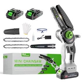 Uccosso Mc-5181 6inch Mini Chainsaw Cordless - Electric With Strong Motor And 2 2.0ah