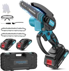 Velotrex Velo0012 Mini Chainsaw Cordless 6 Inch With 2pcs 2000mah Batteries Upgraded Electric Cha
