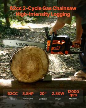 Vevor 197988879268 62cc Gas Chainsaw 3.8 Hp Powered 20 Inch For Wood Cutting