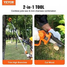 Vevor 840349928494 2-in-1 Cordless Pole Saw And Mini Chainsaw 20v 2ah Battery 5 Inch