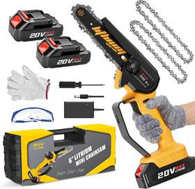 Wemars 313046847837 Mini Chainsaw 6-inch With 2 Battery Electric Chain Saws Cordless Handheld P