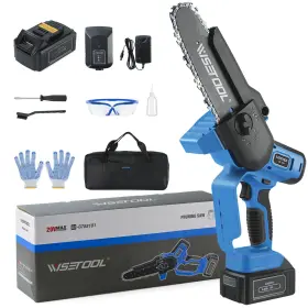 Wisetool 658848411627 Mini Chainsaw Cordless 8 Inch Electric Chain Saw With Security Lock And Auto O