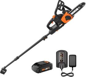 Worx Mowg323 10 Inch 20v Cordless Toolless Pole Chain Saw Battery Charger Set Tree Branch Cutting