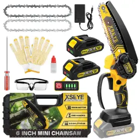 Ca-x-21vmndj-6c-hs-sxk Xseye Mini Chainsaw Cordless 6 Inch Battery Powered Electric Handheld Chain Saw With B
