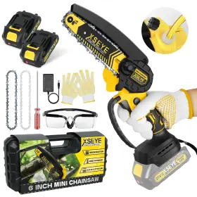 Xseye-21v Xseye Mini Chainsaw Cordless 6 Inch Handheld With 2 Batteries&auto Oil Sy