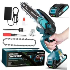 Youngkang Jingyu Industry And Trade Co. Ltd. 744110126815 Mini Chainsaw 6 Inch Cordless Battery Powered Handheld Saw With 2 Batteries Blue