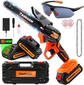 Zeeksaw 313031368378 Mini Chainsaw 6 Inch Cordless Super Handheld With 2x Big Batteries El