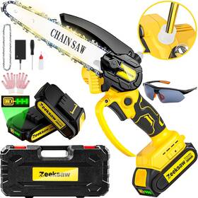 Zeeksaw Zeek04b2 Cordless Mini Chainsaw 6 Inch Auto Oiler &tool-box One-hand Handheld Electric