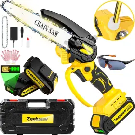 Zeek04b2 Zeeksaw Cordless Mini Chainsaw 6 Inch Auto Oiler &tool-box One-hand Handheld Electric