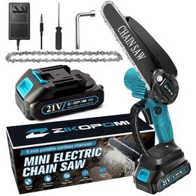 Zikopomi 710638771387 6 Inch Cordless Electric Mini Chainsaw Handheld Battery Pruning Saw - Blue