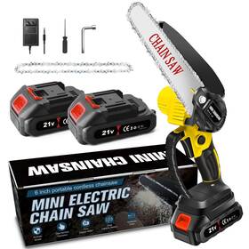 Zikopomi 710638781119 Mini Chainsaw 6 Inch 21v Battery Powered Electric - Yellow