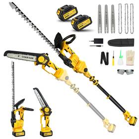 Zitrodge 797465098573 8 Inch Pole Saw Cordless 20 Hedge Trimmer 4-in-1 Electric Mini Chainsaw/
