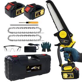 Zyaoston 765373453296 Mini Chainsaw 8-inch Battery-powered Cordless Electric Handheld With Auto-oi