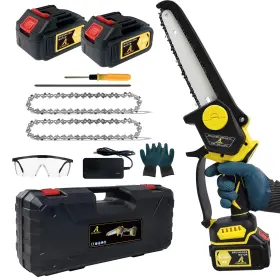 Zyaoston 765373453296 Mini Chainsaw 8-inch Battery-powered Cordless Electric Handheld With Auto-oi