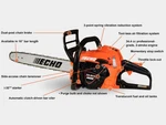 Echo 34.4 Cc Chain Saw W/16"BAR & Model# CS-3510-16 New. Price: $299.00.