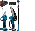 Lofinku 3-IN-1 Cordless Chainsaw & Shears Set With 8FT Extension Pole, 21V Bat Open. Price: $55.00.