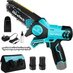 Duratech 12V Mini Chainsaw, 6 Inch Electric Cordless With Batteries & New. Price: $86.16.