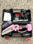 Yahhu 6 Inch Cordless Mini Chainsaw Set Blue Open. Price: $29.99.