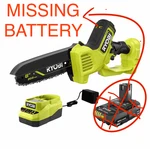 Ryobi One+ Hp 18V Brushless In. Cordless Pruning Chainsaw W/& Charger Missing Open. Price: $104.95.