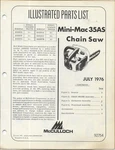 Mcculloch Mini-mac 35AS Chain Saw July 1976 Model 600097E Illustrated Part List Good. Price: $11.95.