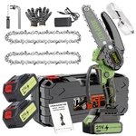 6" Green Cordless Mini Chainsaw Handheld Electric Pruning With 2 Batteries New. Price: $30.98.