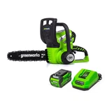 Greenworks 40V 12" Cordless Chainsaw With 2.0 Ah Battery & Charger, 20262 New. Price: $131.00.