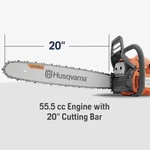 Husqvarna 455 Rancher Gas Chainsaw, 55-CC 3.5-HP, 2-CYCLE X-torq Engine, 20 New. Price: $490.00.