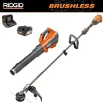 Ridgid 2-TOOL Kit 14" 18V Brushless Cordless Battery String Trimmer Leaf Blower New. Price: $262.69.