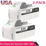 2PACK 6.0AH Lithium Battery For Snow Joe Sun ION+24VBAT-LTX 24VBAT-LTW New. Price: $118.99.