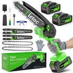 Tietoc Mini Chainsaw 8 Inch Cordless With 2X 4000MAH Batteries, Small, Green New. Price: $150.90.