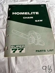Homelite Textron Chainsaw Super 77 Parts List Assembly Breakdown Sales Manual Acceptable. Price: $23.62.