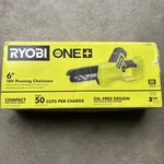Ryobi Pruning Mini Chainsaw Cuts 18V 6 In. Cordless Battery Compact Tool Only New. Price: $95.99.