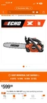 Echo CS-2511T 12 Nano Bar & Professional Top Handle Chainsaw New. Price: $465.00.