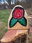 Unique Chainsaw Carving Red Rose Flower Wood Home Decor Miniature Sculpture New. Price: $45.00.