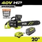 Ryobi 40V Hp Brushless 20 In. Battery Chainsaw With 8.0 Ah And Charger Open. Price: $410.95.