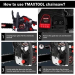 Tmaxtool 62CC Powerful 20 Inch Gas Chainsaw With Stroke New. Price: $125.00.