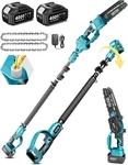 2 1 Cordless 8 Inch Pole & Mini Chainsaw With Battery, Power Electric New. Price: $237.99.