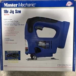 Master Mechanic 18V Cordless Jig Saw Built-in Laser, Variable Speed, 3 Blades New. Price: $10.00.