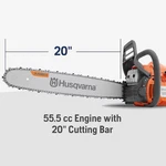 Husqvarna 455 Rancher Gas Chainsaw, 55-CC 3.5-HP, 2-CYCLE X-torq Engine, 20 New. Price: $580.00.