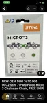 New Oem Stihl 3670 005 0072 71PM3 Picco Micro Chainsaw Chain, Free Ship.. Price: $22.45.